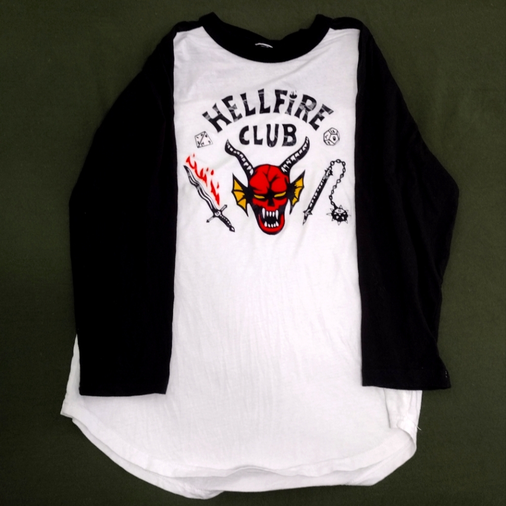 Stranger Things Mens Raglan Hellfire Club T-shirt